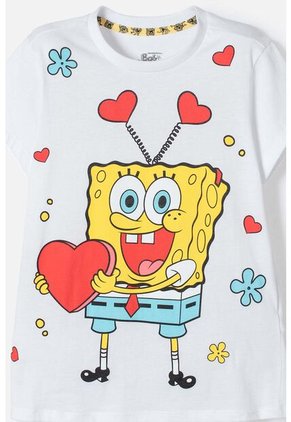 Pijama De Bob Esponja Pntalón Largo Amarillo Y Blanco Para Niña 4