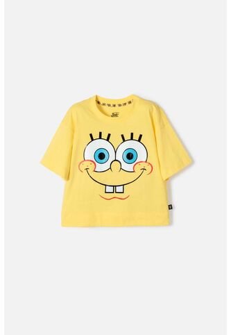Camiseta De Bob Esponja Manga Corta Amarillo Para Niña 12 Nickelodeon