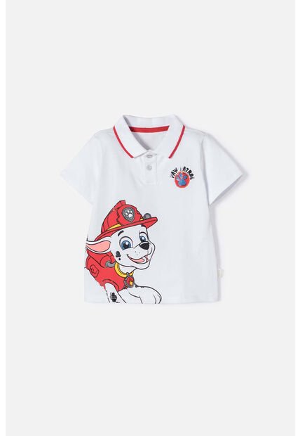 Camiseta Tipo Polo De Paw Patrol Blanco Para Niño 2T A 6T 5T