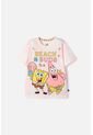 Camiseta De Bob Esponja Manga Corta Coral Para Niña 10 de Nickelodeon