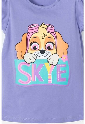 Camiseta De Paw Patrol Manga Corta Lila Para Niña 2T A 5T 3T