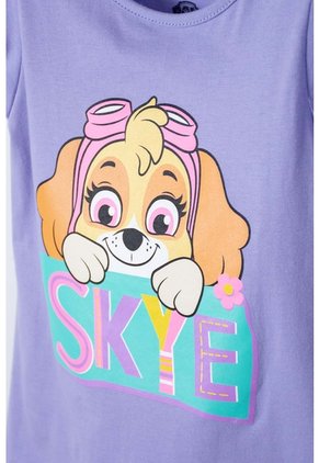 Camiseta De Paw Patrol Manga Corta Lila Para Niña 2T A 5T 3T