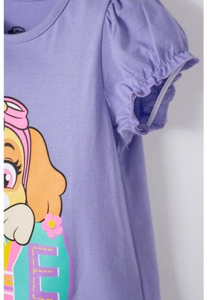 Camiseta De Paw Patrol Manga Corta Lila Para Niña 2T A 5T 3T