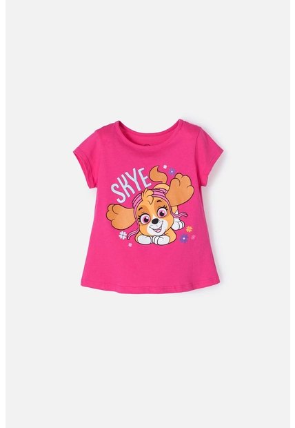 Camiseta De Niña, Manga Corta Fucsia De Paw Patrol 4T