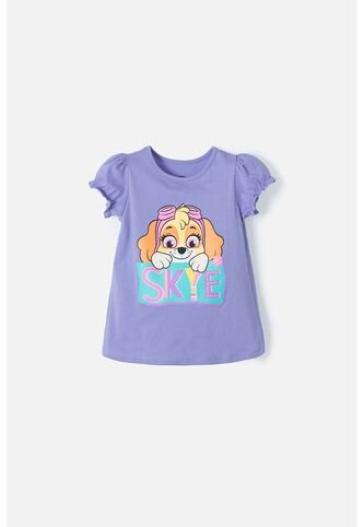 Camiseta De Paw Patrol Manga Corta Lila Para Niña 2T A 5T 4T Nickelodeon