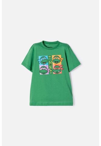Camiseta De Tortugas Ninja Manga Corta Verde Para Niño 4 Nickelodeon