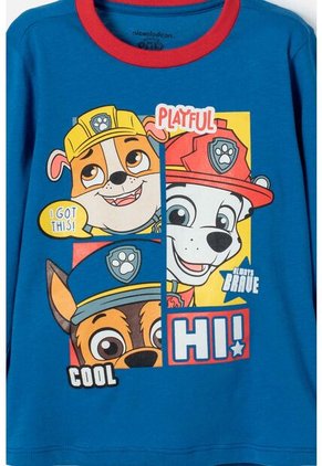 Pijama De Paw Patrol Con Pantalón Largo Azul Y Rojo Para Niño 2T A 6T 4T