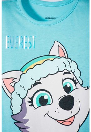 Camiseta De Paw Patrol Manga Corta Turquesa Para Niña 2T A 6T 5T