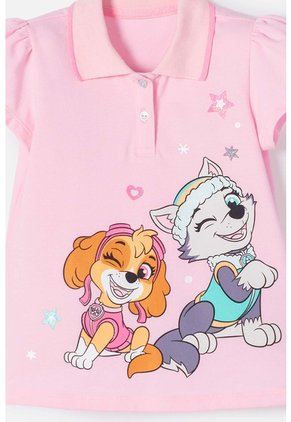 Camiseta Tipo Polo De Paw Patrol Rosada Para Niña 2T A 6T 2T