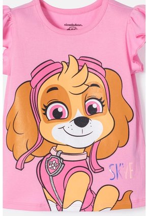 Camiseta De Paw Patrol Manga Corta Rosada Para Niña 2T A 6T 5T