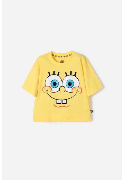 Camiseta De Bob Esponja Manga Corta Amarillo Para Niña 12