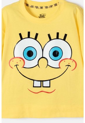 Camiseta De Bob Esponja Manga Corta Amarillo Para Niña 12