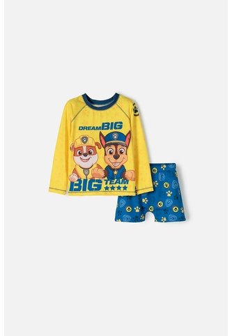Conjunto De Baño De Paw Patrol Amarillo Y Azul Manga Larga Para Niño 2T A 5T 4T Nickelodeon