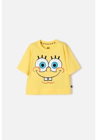 Camiseta De Bob Esponja Manga Corta Amarillo Para Niña 8 Nickelodeon
