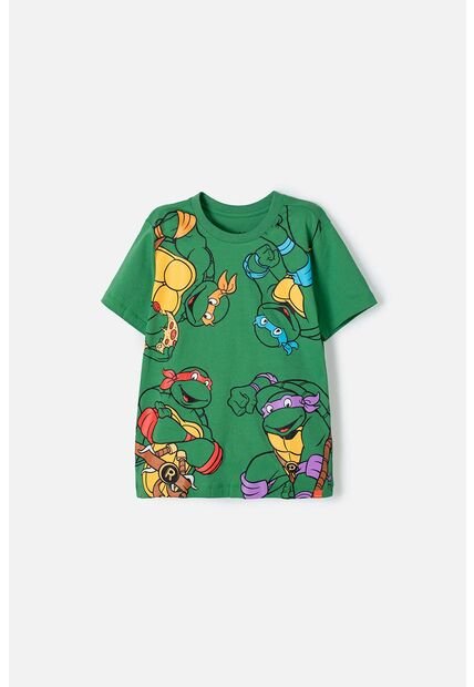 Camiseta De Las Tortugas Ninja Manga Corta Verde Para Niño 4