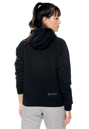 Chaqueta Negro-Dorado Nike W Nsw Hoodie Fz Bb Shine