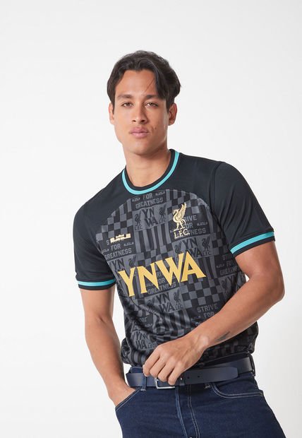 Camiseta Negro-Turquesa-Dorado Nike LeBron x Liverpool FC Stadium