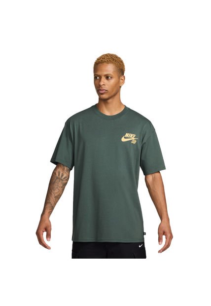 Camiseta Nike Sb T Shirt-Verde/Dorado