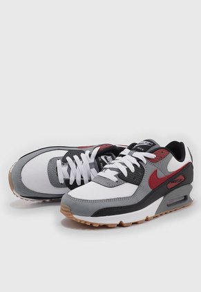 Tenis Lifestyle Gris-Blanco-Negro-Rojo Nike Air Max 90