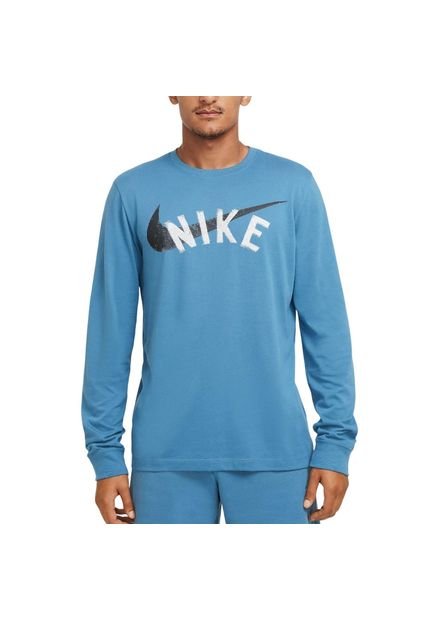 Sueter Nike Dri-fit Tee Ls Swoosh-Azul