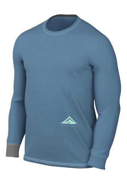 Camiseta Manga Larga Hombre Nike Drifit Tee Trail - Azul Cielo