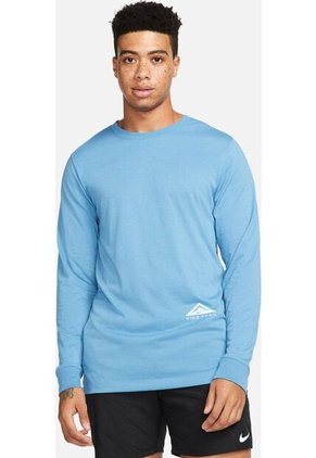 Camiseta Manga Larga Hombre Nike Drifit Tee Trail - Azul Cielo