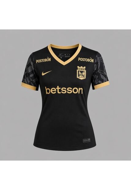 Camiseta Nike Mujer Atlético Nacional 2da 2025-Negro-Dorado