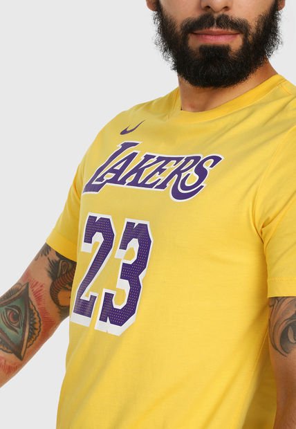 CAMISETA LAKERS 23 ( AMARILLA C/ VIOLETA) - REPLIC. EXACTA