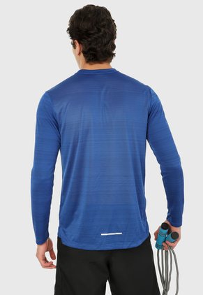 Camiseta Manga Larga Azul-Gris Nike Running Dri Miller