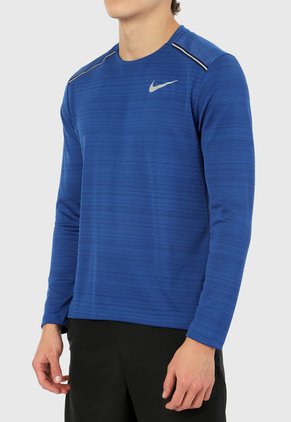Camiseta Manga Larga Azul-Gris Nike Running Dri Miller