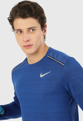 Camiseta Manga Larga Azul-Gris Nike Running Dri Miller