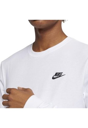 Camiseta Manga Larga Nike M Nsw Club Tee - Ls Hombre-Blanco