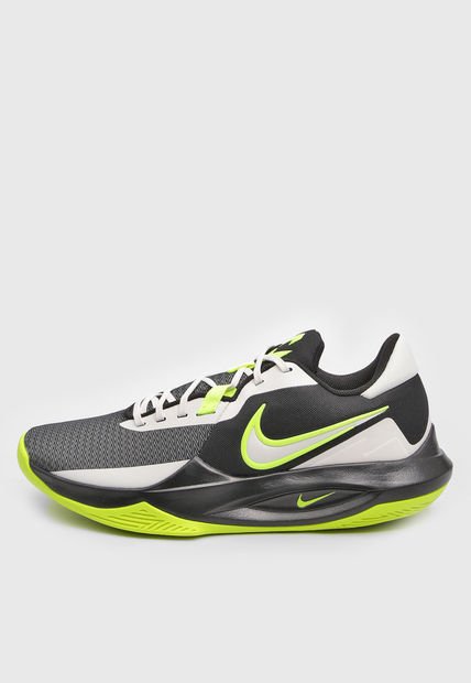 Tenis Basketball Negro-Verde Neón-Gris Nike Precision VI