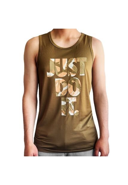 Camiseta Esqueleto Nike DriFit Training Hombre-Verde Militar