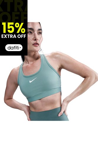 Top Mujer Media Sujeción Nike Swoosh Verde Nike