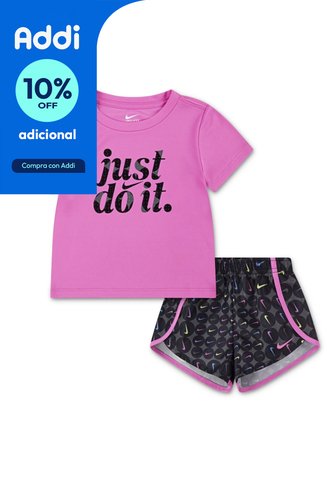 Conjunto Nike Essentials Aop Sprinter Se Niña-Fucsia/Negro Nike