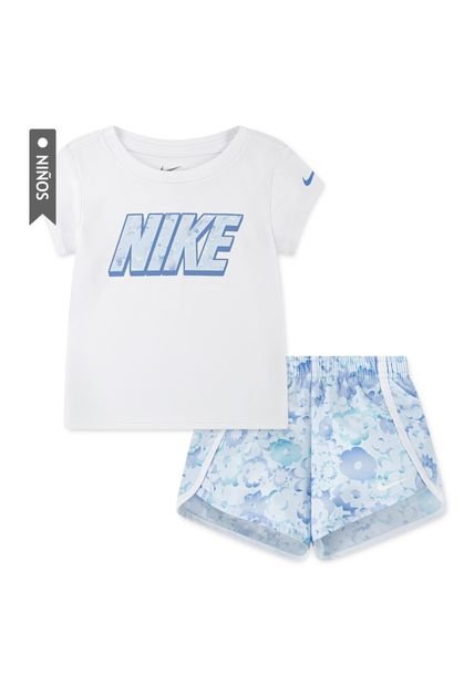 Conjunto Nike Flow-Ral Aop Sprinter Set Niña-Blanco/Azul