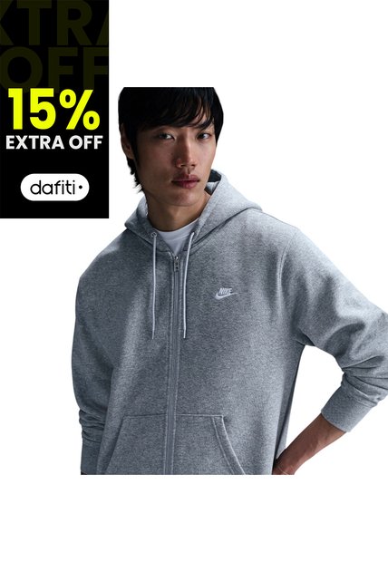 Hoodie Nike Club Bb Fz Hoodie Hombre-Gris