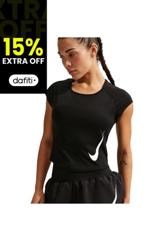 Camiseta Nike Tempo Swoosh Run Df Ss Mujer-Negro Nike
