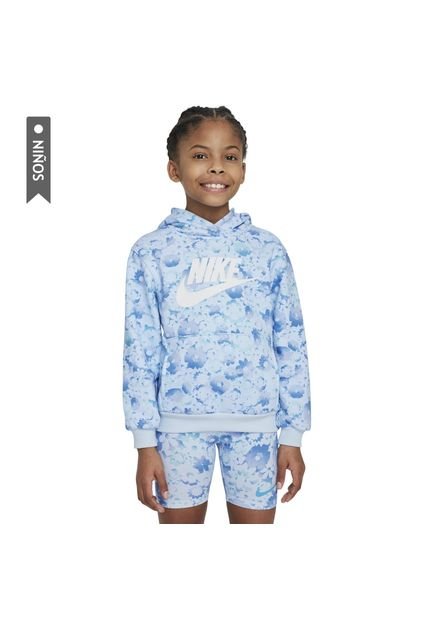 Hoodie Nike Flow-Ral Aop Pull Over Hoo Niña-Celeste