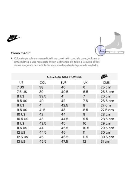 como saber mi talla en air force 1