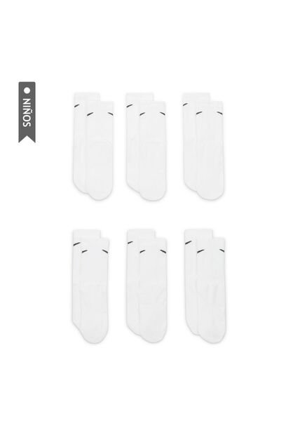 Medias Nike Everydy Cush Crew 6Pr 108 Niño-Blanco Negro