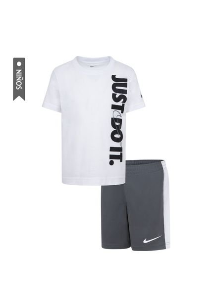 Conjunto Nike Jdi Top And Short Set Niño-Blanco/Gris
