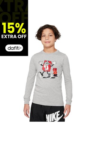 Camiseta Manga Larga Nike Sportswear Tee Niño-Gris Nike