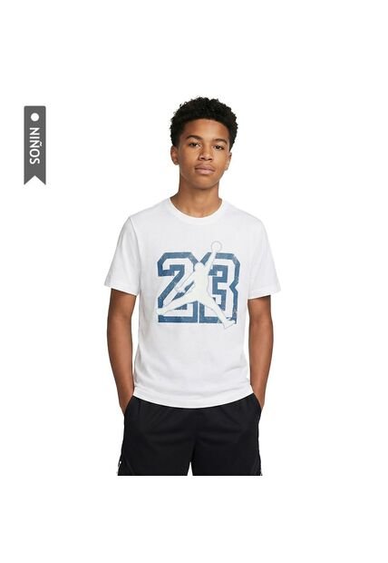 Camiseta Nike 23 Jumpman Ss Niños-Blanco