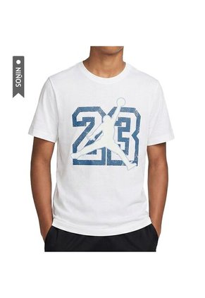 Camiseta Nike 23 Jumpman Ss Niños-Blanco