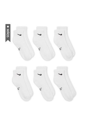 Medias Nike Everydy Cush Ankl 6Pr 108 Niño-Blanco Negro