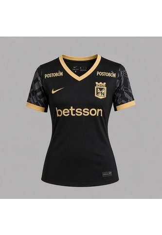 Camiseta Nike Mujer Atlético Nacional 2da 2025-Negro - Dorado - Fútbol | Uso Casual Y Entrenamiento Nike