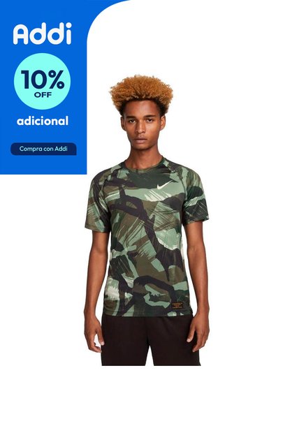 Camiseta Nike Dri Fit Slim Top Camo-Verde