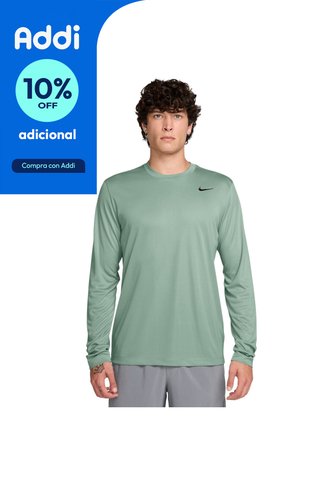 Camiseta Nike M Df Tee Std Ls Flex Hombre-Verde Nike